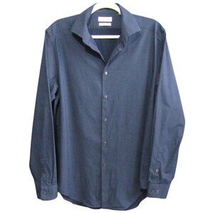 Calvin Klein Slim Fit Stretch Blue Bar Stripe Button Up Shirt Mens Size L 16 1/2